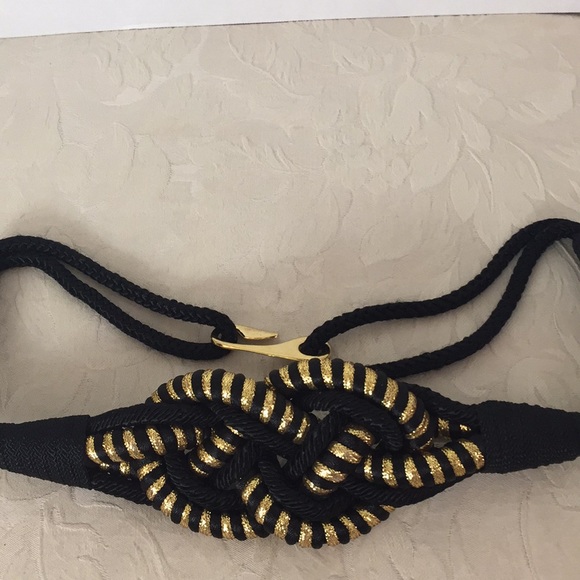 Metallic Gold & Black Woven Belt - Picture 1 of 3